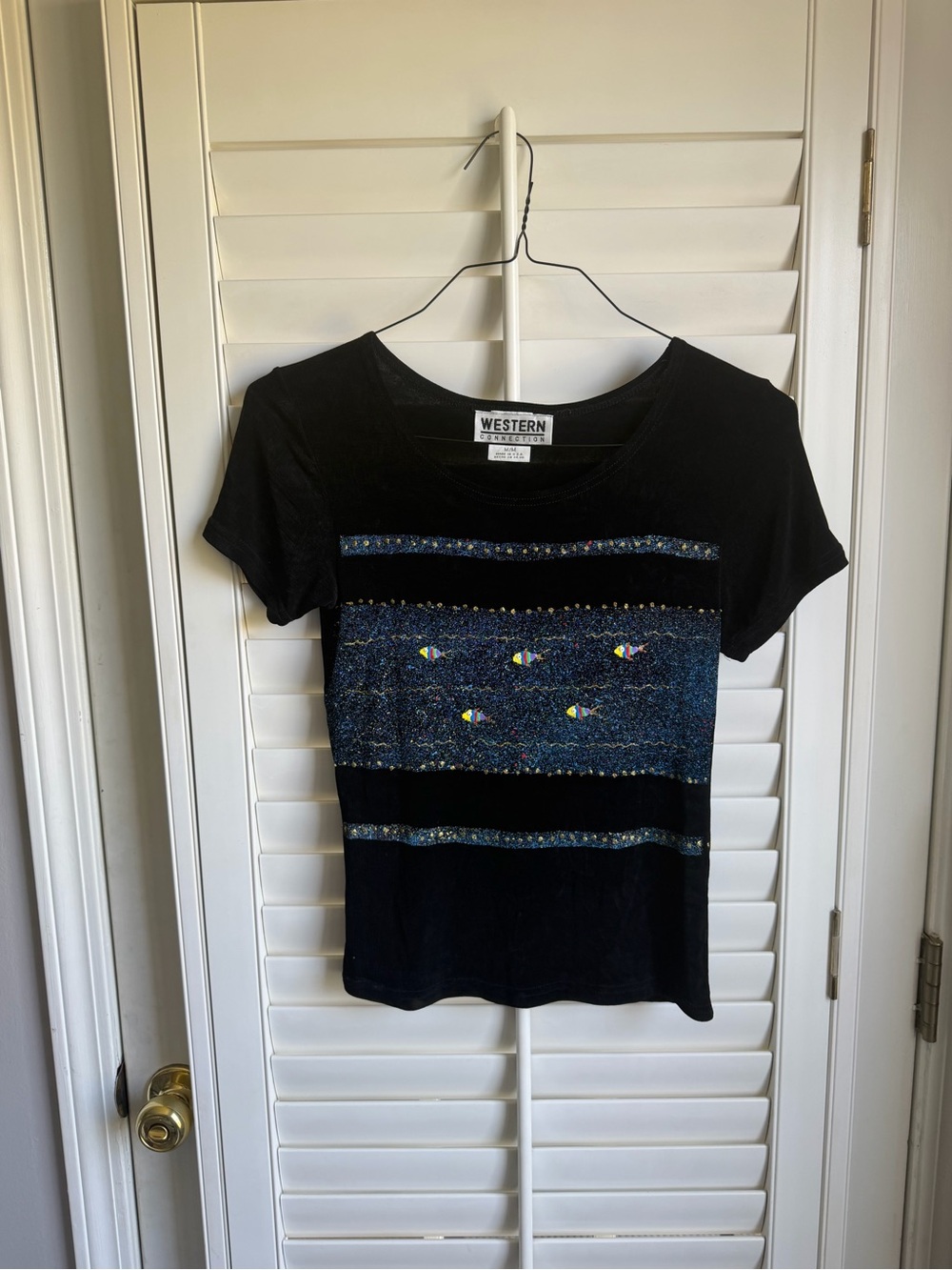 Western Connection Vintage fish print tee sz Medium quirky retro